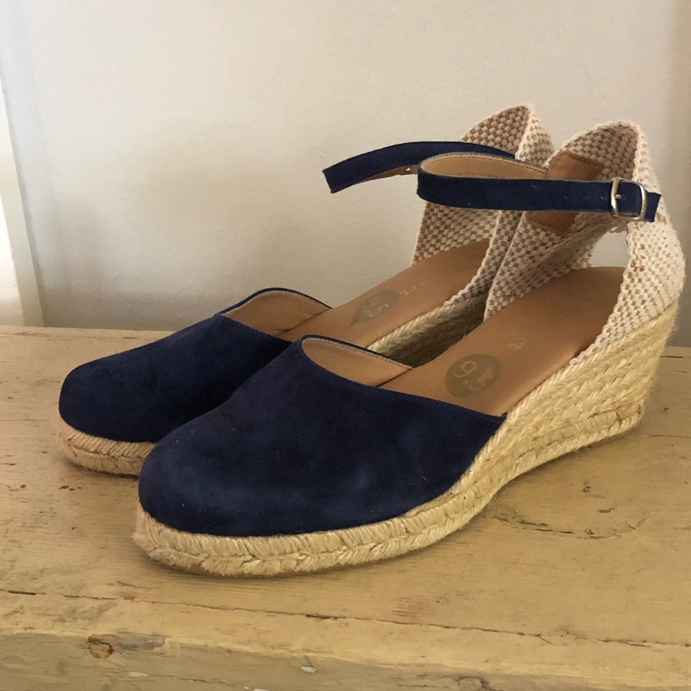 Royal blue sued leather espadrilles